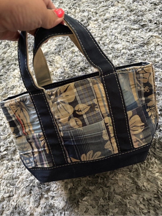 L.L. Bean Handbags - L.L. Bean Vintage Boat & Tote Mini Madras Rare Plaid Blue Hawaiian Floral Canvas